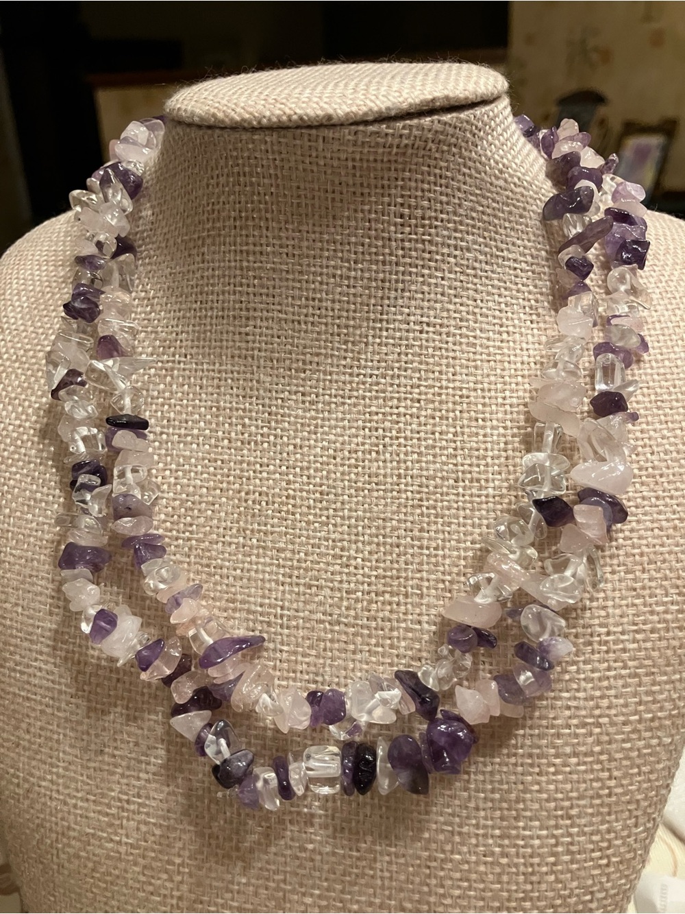 NATURAL GEMSTONE NECKLACE 17”